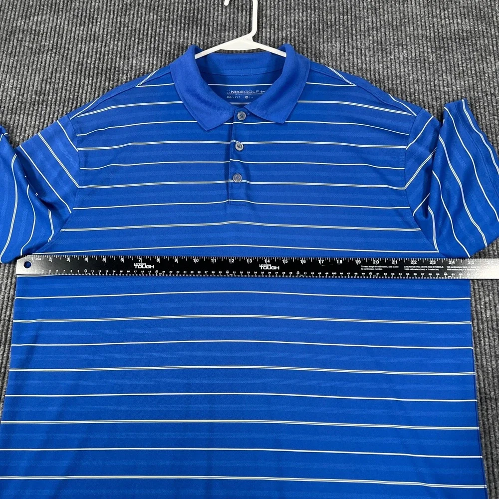 Nike Polo Shirt Mens XL Extra Large Blue Striped Short Sleeve Golf Casual DriFit